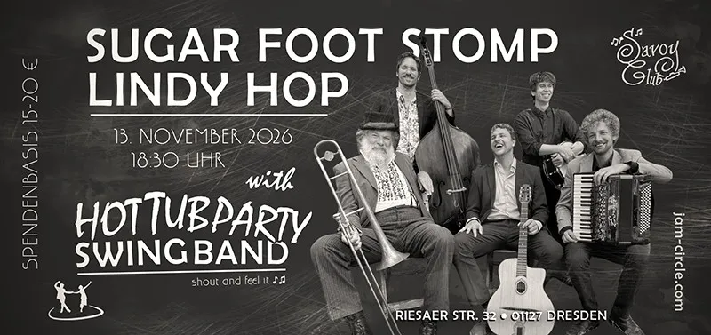 Event photo of Sugar Foot Stomp - live with Celebration Hot Tub Party Swing Band - Image 1